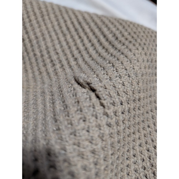 Eddie Bauer Sweater Mens L Oatmeal Waffle Knit Cotton Made in UK Fisherman Crew - Picture 5 of 9